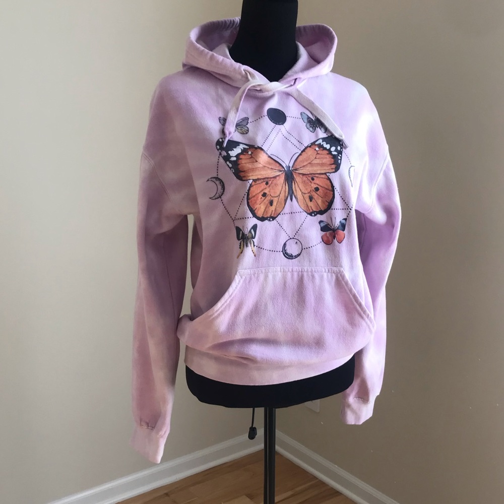 Goodie Two Sleeves Light Purple Tie Dye Hoodie Sweatshirt- Size S